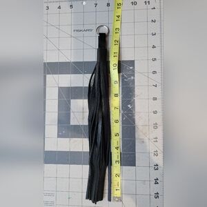 Black Leather Tassel Keychain 12"